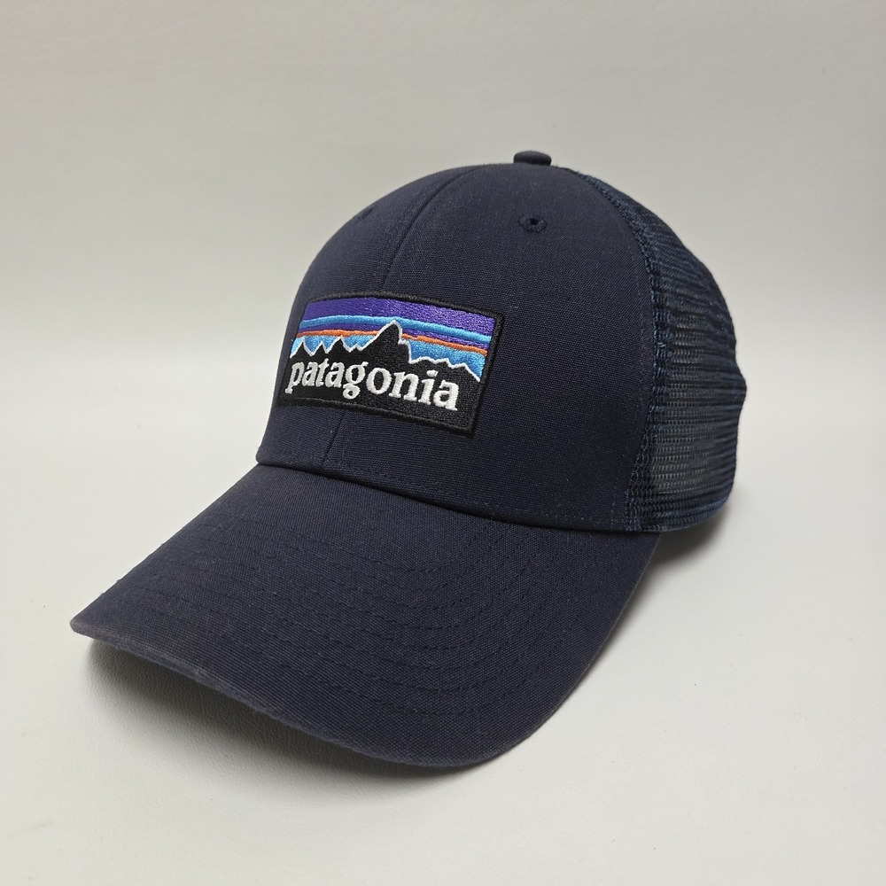 Patagonia P6 Trucker Hat Adult Navy Blue Snapback Mesh Embroidered Patch